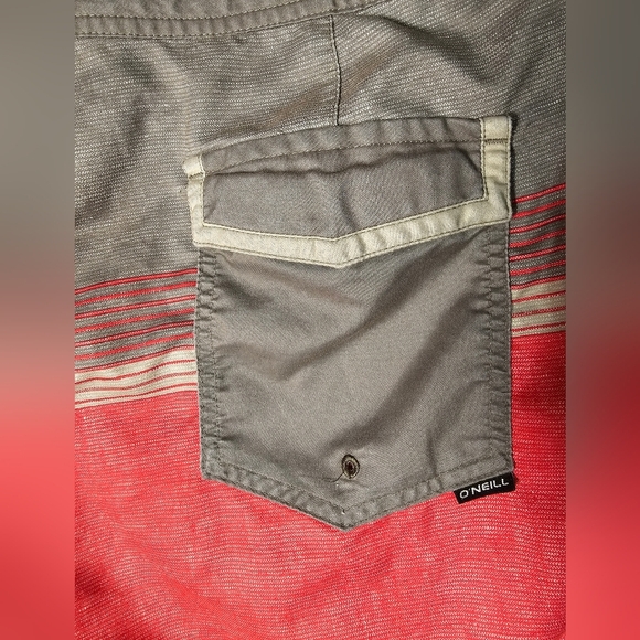 O'Neill Men's Red and Gray Swim Shorts Swimming Trunks Coral and Grey Size 38 - Picture 8 of 12